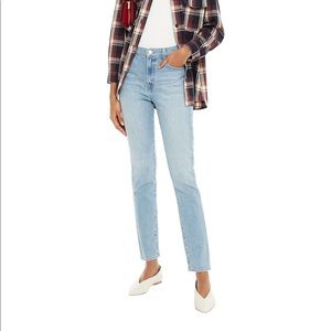 J brand faded, high waisted, straight-leg jeans